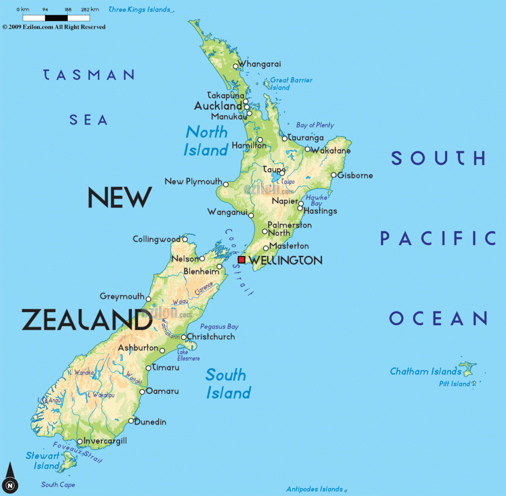 map of new zealand